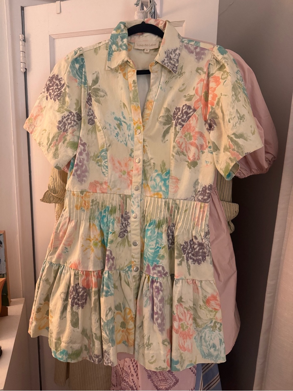Love To Love Floral Tiered Button-Front Dress - Pastel Floral